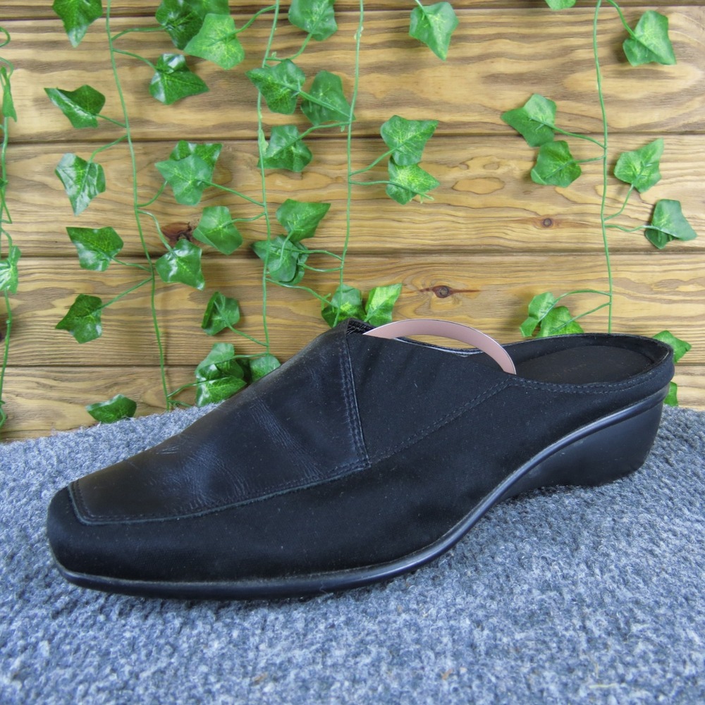 Easy Spirit Ramona Black Leather Comfort Slip-On Mules Women's Size 9